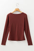 Long Sleeve Ribbed Knit Sweetheart Ruched Top