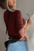 Long Sleeve Ribbed Knit Sweetheart Ruched Top