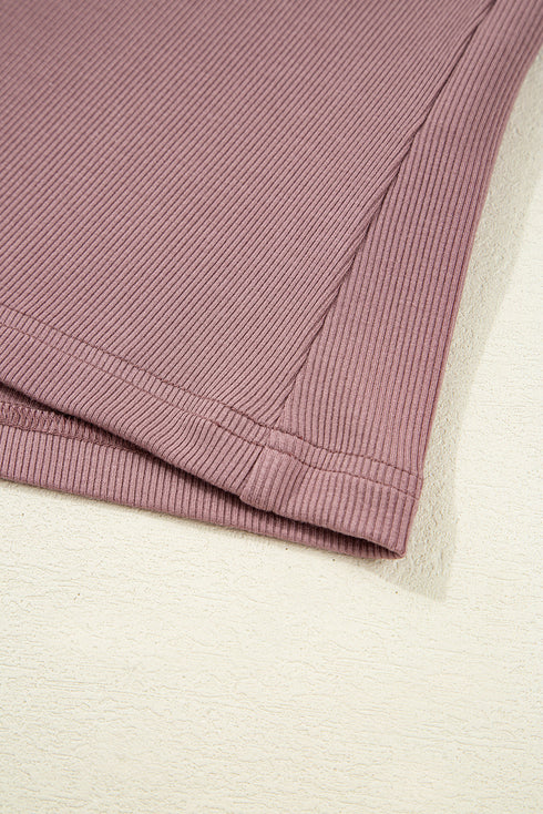 Long Sleeve Ribbed Knit Sweetheart Ruched Top