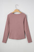 Long Sleeve Ribbed Knit Sweetheart Ruched Top