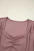 Long Sleeve Ribbed Knit Sweetheart Ruched Top