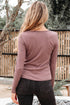Long Sleeve Ribbed Knit Sweetheart Ruched Top