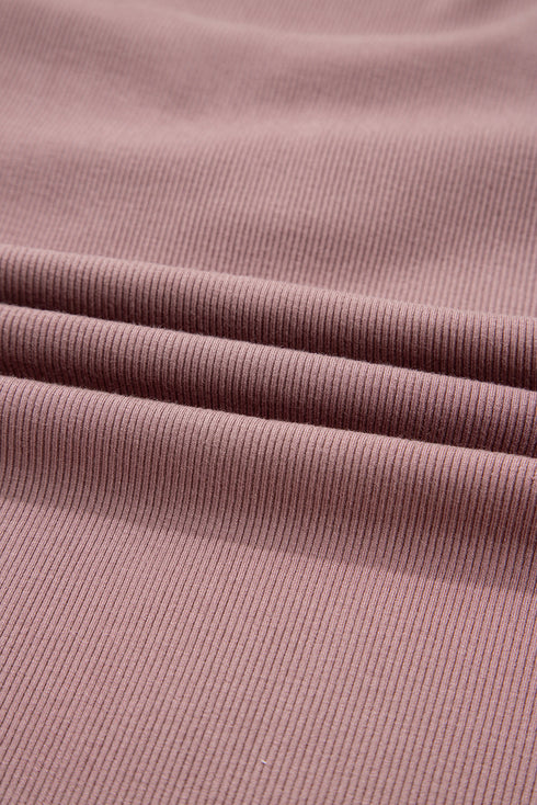 Long Sleeve Ribbed Knit Sweetheart Ruched Top