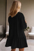 Long Sleeve Round Neck Ruffle Hem Mini Dress