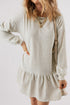 Long Sleeve Round Neck Ruffle Hem Mini Dress