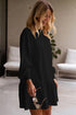 Long Sleeve Round Neck Ruffle Hem Mini Dress