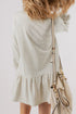 Long Sleeve Round Neck Ruffle Hem Mini Dress