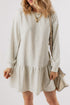 Long Sleeve Round Neck Ruffle Hem Mini Dress