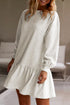 Long Sleeve Round Neck Ruffle Hem Mini Dress