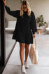 Long Sleeve Round Neck Ruffle Hem Mini Dress
