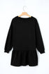Long Sleeve Round Neck Ruffle Hem Mini Dress