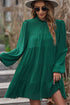 Long Sleeve Ruffled Mock Neck Tiered Mini Dress