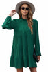 Long Sleeve Ruffled Mock Neck Tiered Mini Dress