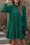 Long Sleeve Ruffled Mock Neck Tiered Mini Dress