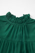 Long Sleeve Ruffled Mock Neck Tiered Mini Dress