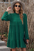 Long Sleeve Ruffled Mock Neck Tiered Mini Dress
