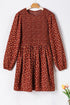 Long Sleeve Smocked Bodice Floral Mini Dress