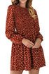 Long Sleeve Smocked Bodice Floral Mini Dress