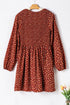 Long Sleeve Smocked Bodice Floral Mini Dress