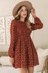 Long Sleeve Smocked Bodice Floral Mini Dress