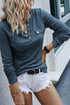 Long Sleeve Snap Button Henley Top