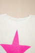 Long Sleeve Star Graphic Stripe Detail Pullover Sweater
