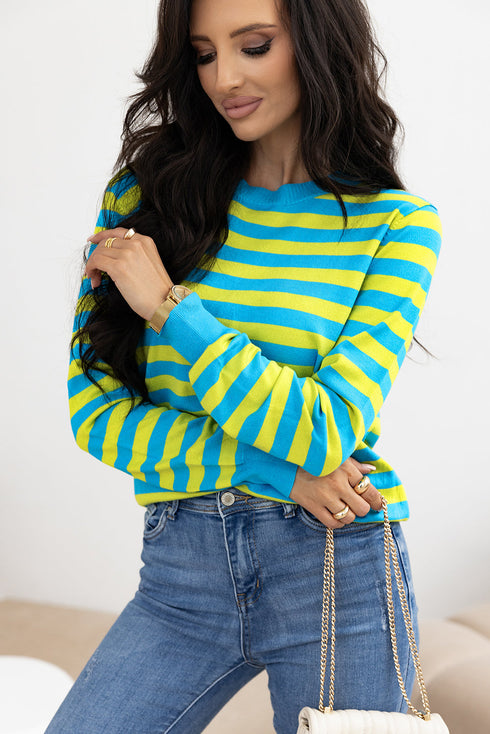 Long Sleeve Striped Crew Neck Knit Sweater