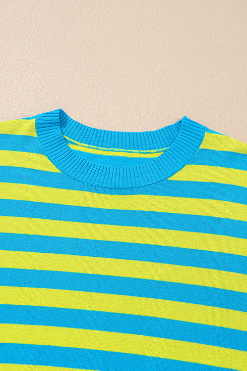 Long Sleeve Striped Crew Neck Knit Sweater