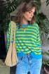 Long Sleeve Striped Crew Neck Knit Sweater