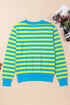 Long Sleeve Striped Crew Neck Knit Sweater