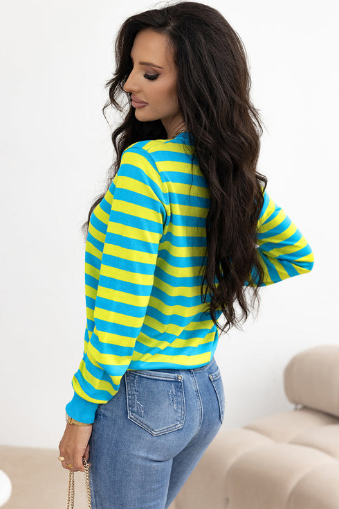 Long Sleeve Striped Crew Neck Knit Sweater