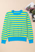 Long Sleeve Striped Crew Neck Knit Sweater