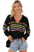 Long Sleeve Striped Half Zip Hooded Sweater