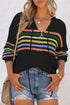 Long Sleeve Striped Half Zip Hooded Sweater