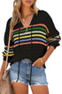 Long Sleeve Striped Half Zip Hooded Sweater