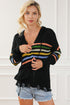 Long Sleeve Striped Half Zip Hooded Sweater