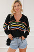 Long Sleeve Striped Half Zip Hooded Sweater