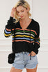 Long Sleeve Striped Half Zip Hooded Sweater