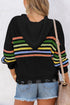 Long Sleeve Striped Half Zip Hooded Sweater