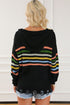 Long Sleeve Striped Half Zip Hooded Sweater