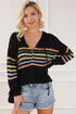 Long Sleeve Striped Half Zip Hooded Sweater