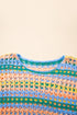 Long Sleeve Striped Open Knit Boho Crochet Top