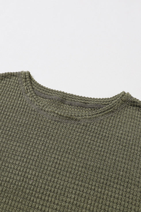 Long Sleeve Textured Waffle Knit Tunic Top