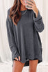 Long Sleeve Textured Waffle Knit Tunic Top