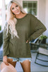 Long Sleeve Textured Waffle Knit Tunic Top