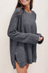 Long Sleeve Textured Waffle Knit Tunic Top