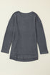 Long Sleeve Textured Waffle Knit Tunic Top