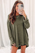Long Sleeve Textured Waffle Knit Tunic Top