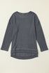 Long Sleeve Textured Waffle Knit Tunic Top