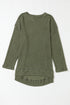 Long Sleeve Textured Waffle Knit Tunic Top